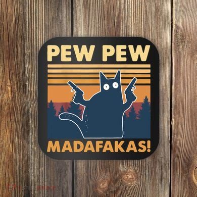 Vintage PewPewPew Madafakas TShirt Crazy Pew Cat Coaster