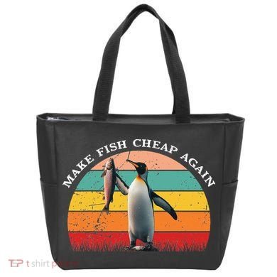 Vintage Penguin Make Fish Cheap Again Anti Tariffs Protest Tote Bag