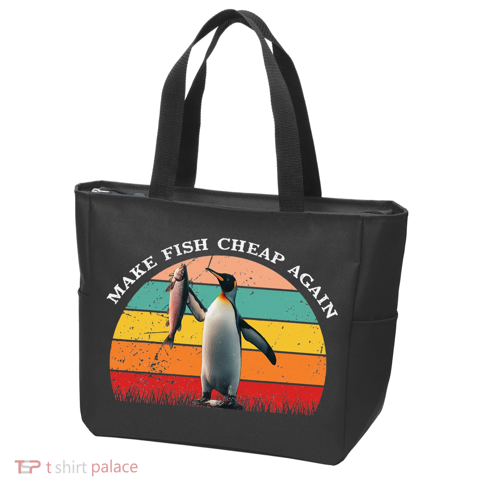 Vintage Penguin Make Fish Cheap Again Anti Tariffs Protest Tote Bag