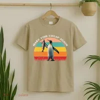 Vintage Penguin Make Fish Cheap Again Anti Tariffs Protest T-Shirt thumb 2