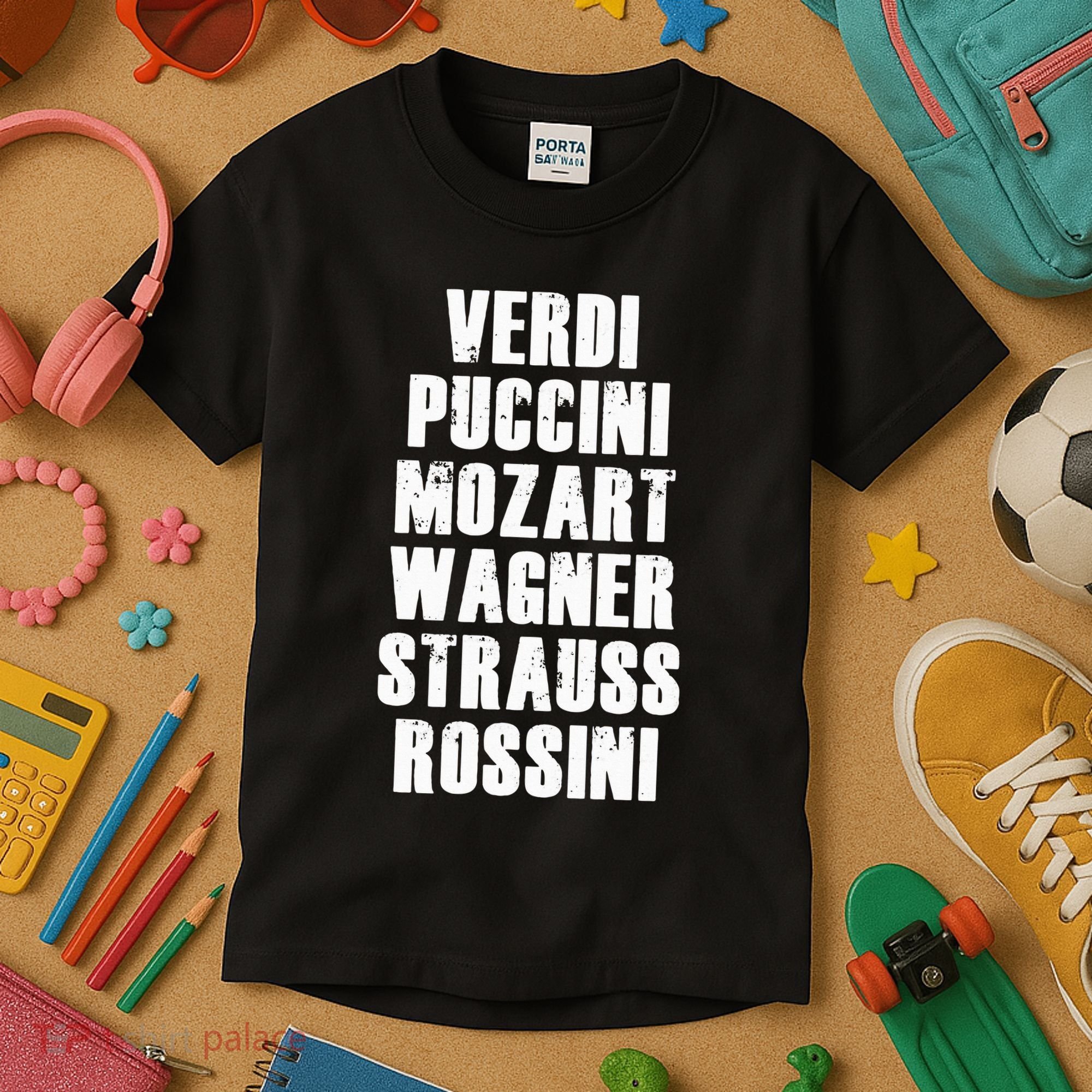 Verdi Puccini Mozart Wagner Strauss Rossini Opera Kids T-Shirt