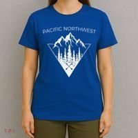 Vintage Pacific Northwest Cool PNW Mountain Trees T-Shirt thumb 4