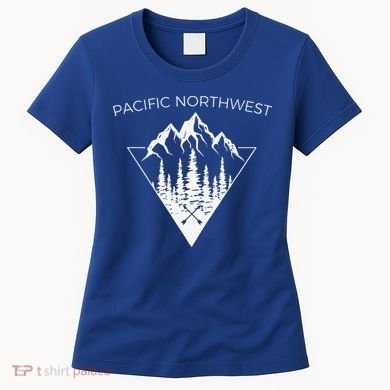 Vintage Pacific Northwest Cool PNW Mountain Trees Women's T-Shirt