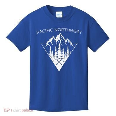 Vintage Pacific Northwest Cool PNW Mountain Trees Kids T-Shirt