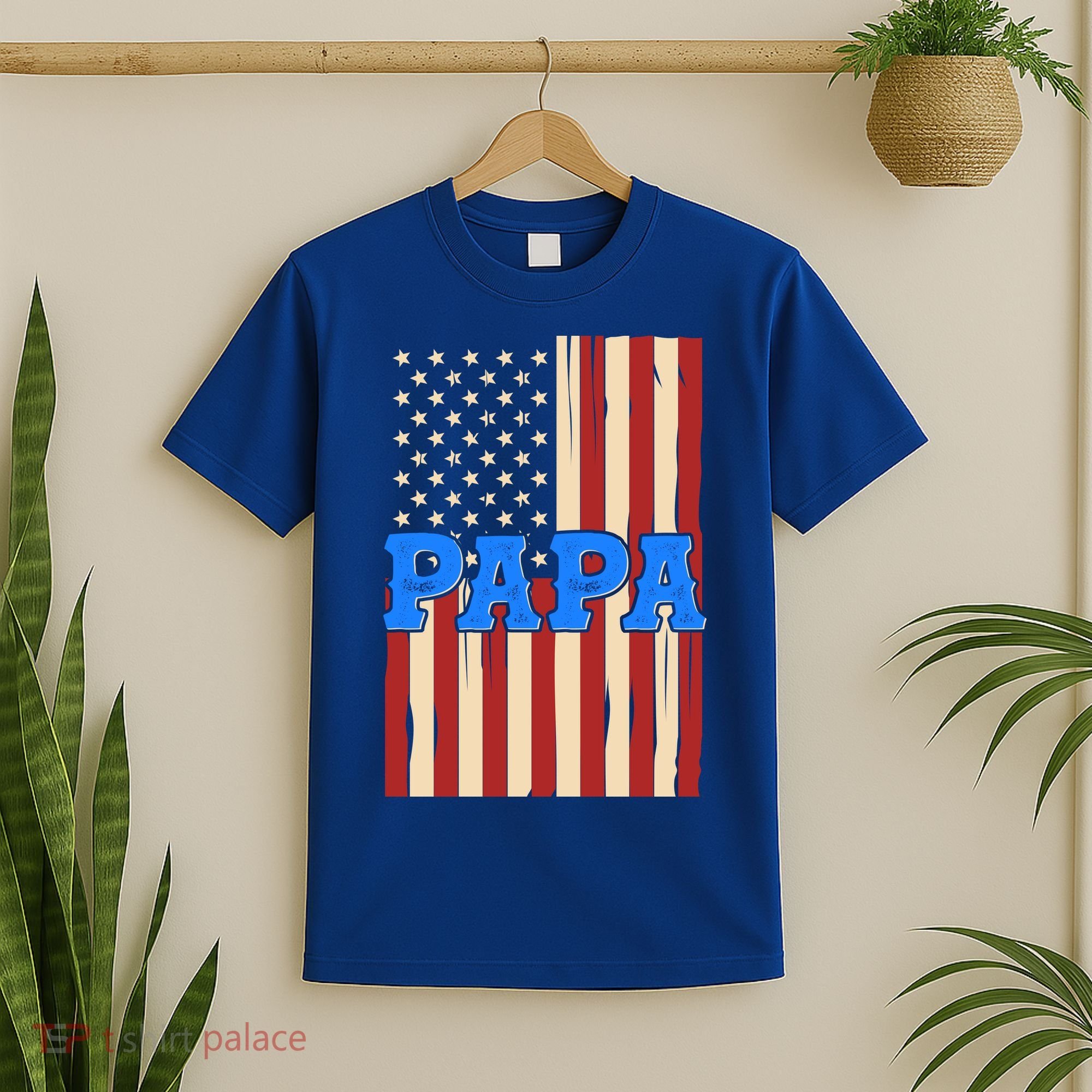 Vintage Papa Patriotic Usa Flag T-Shirt