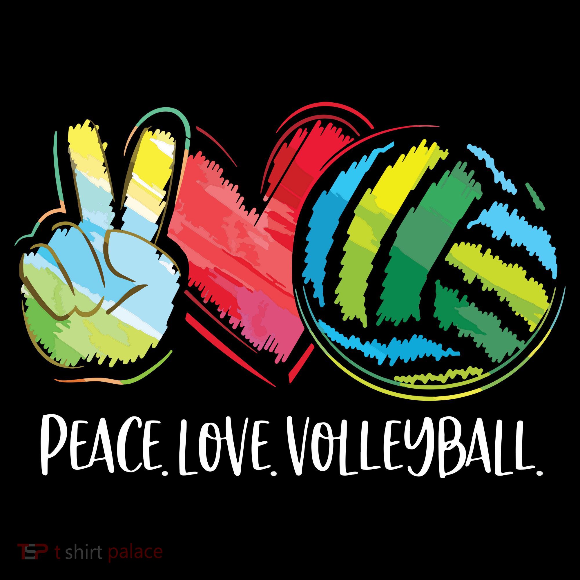 Volleyball Player Peace Love Volleyball Stripe Pom Pom Beanie