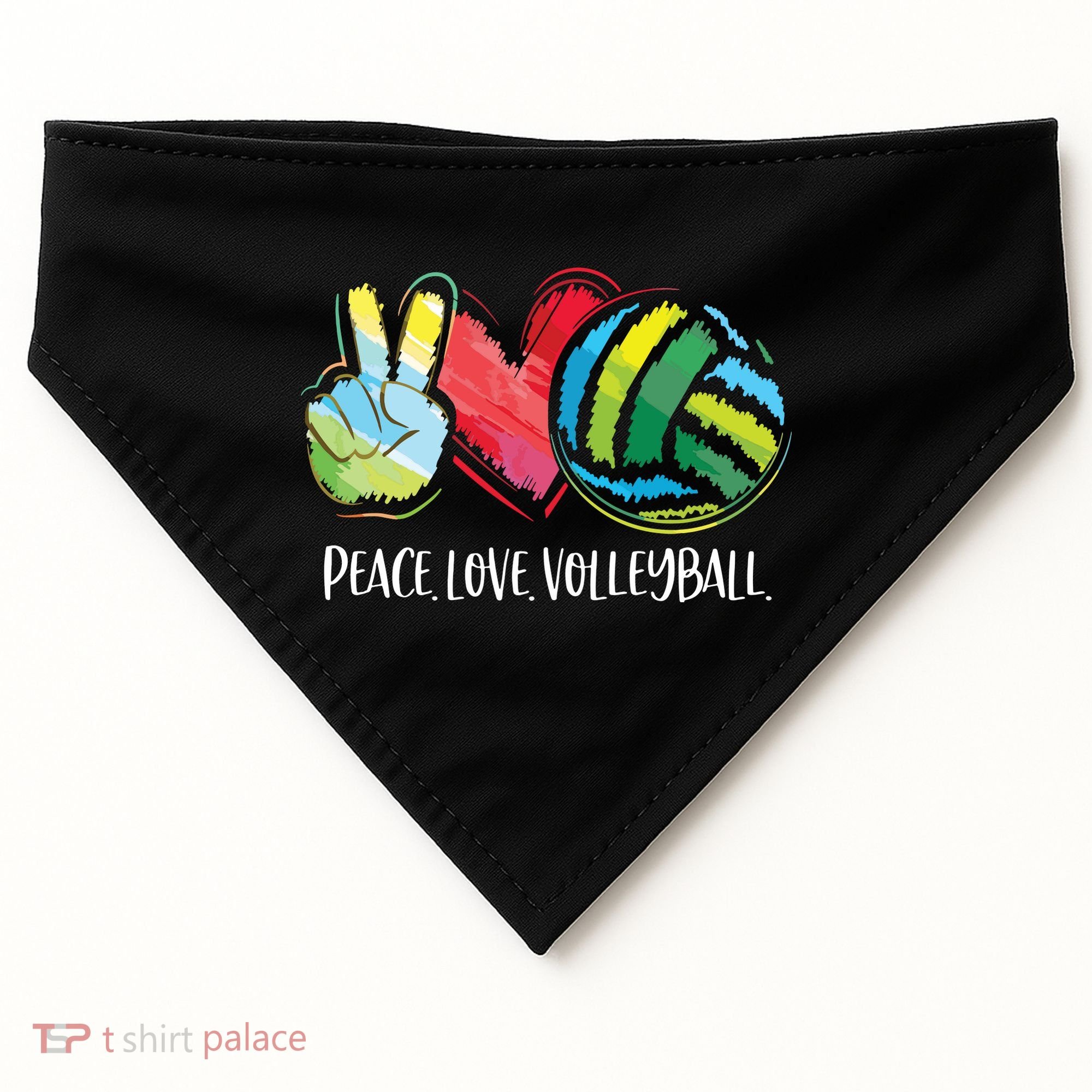 Volleyball Player Peace Love Volleyball USA-Made Doggie Bandana