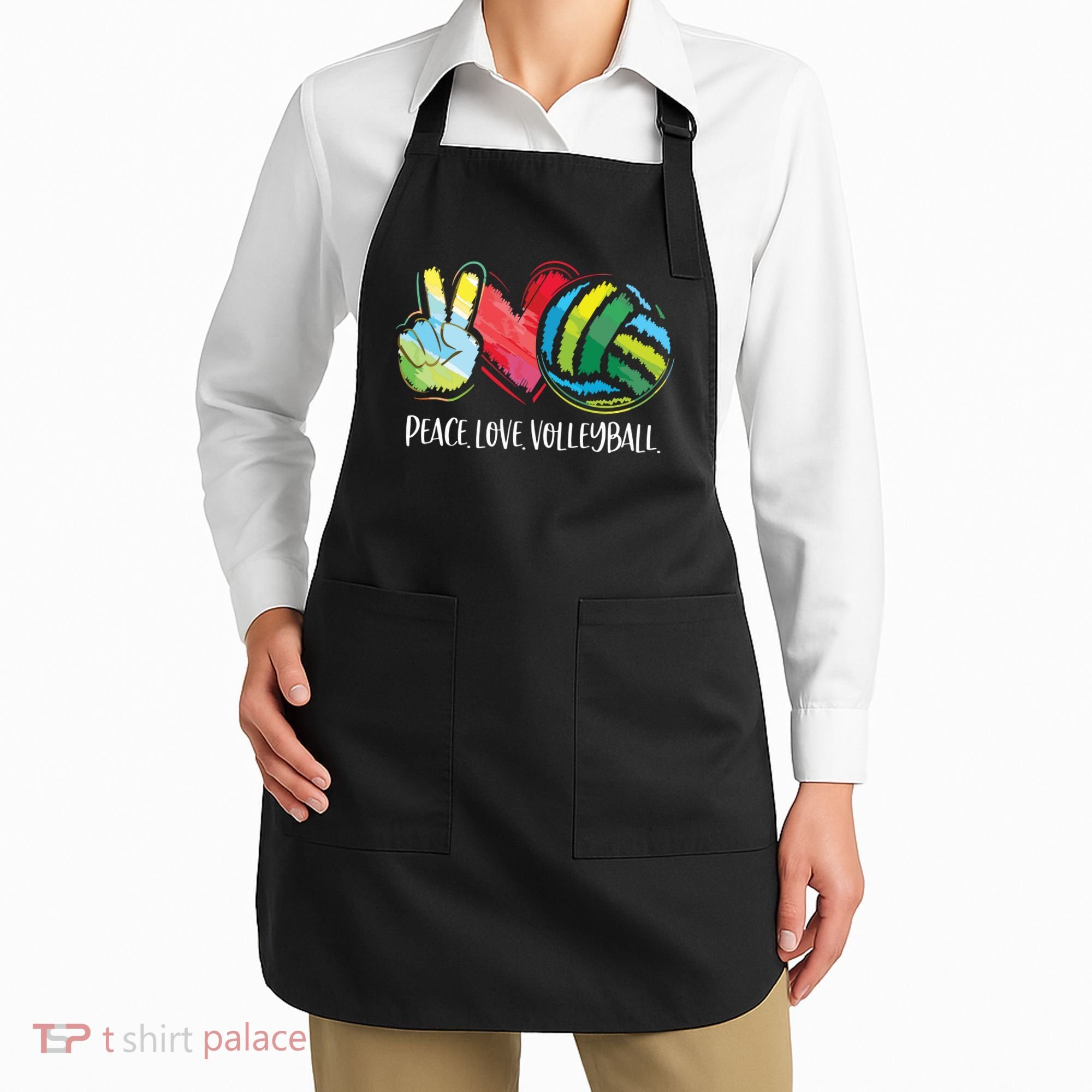 Volleyball Player Peace Love Volleyball Apron