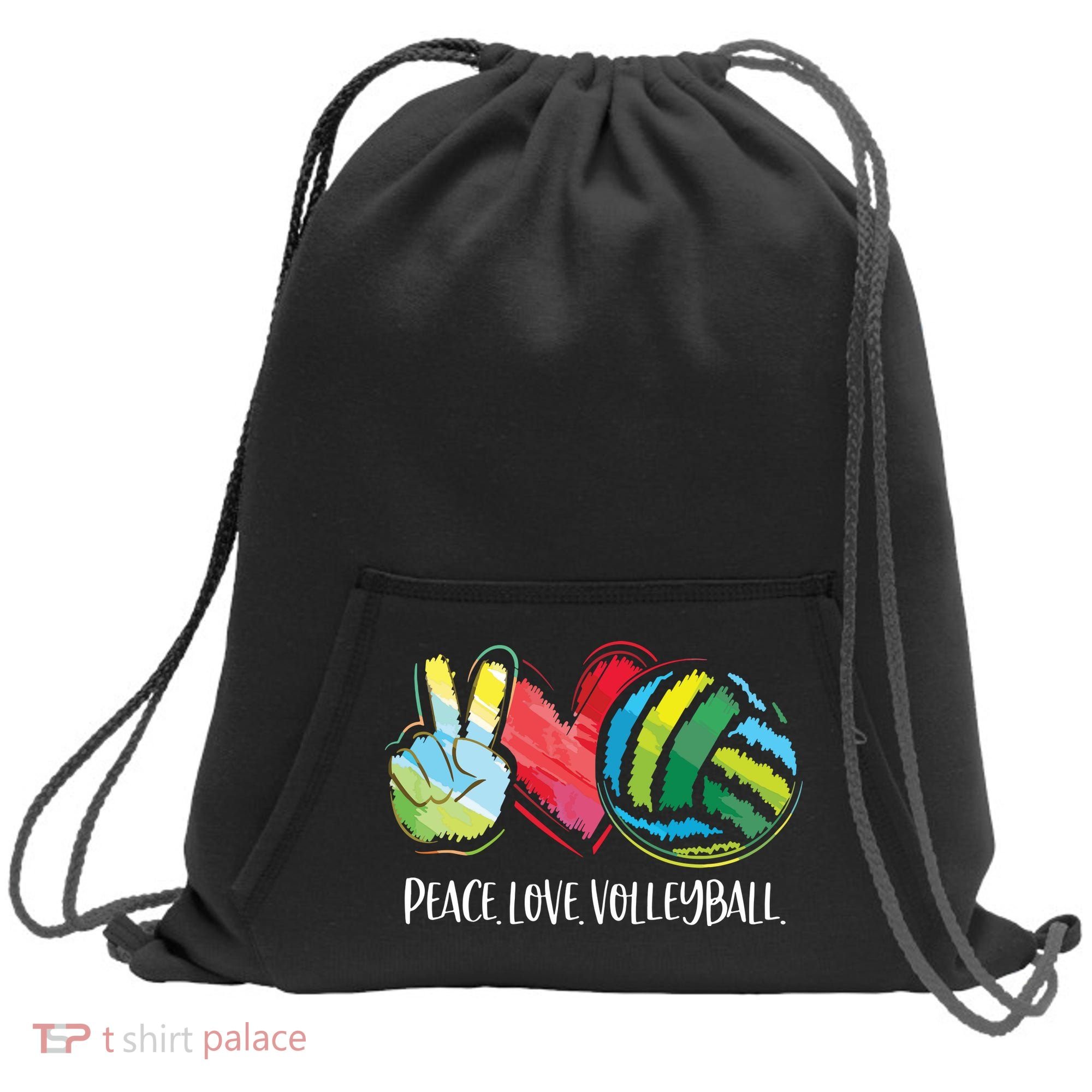 Volleyball Player Peace Love Volleyball Sweatshirt Cinch Pack Bag