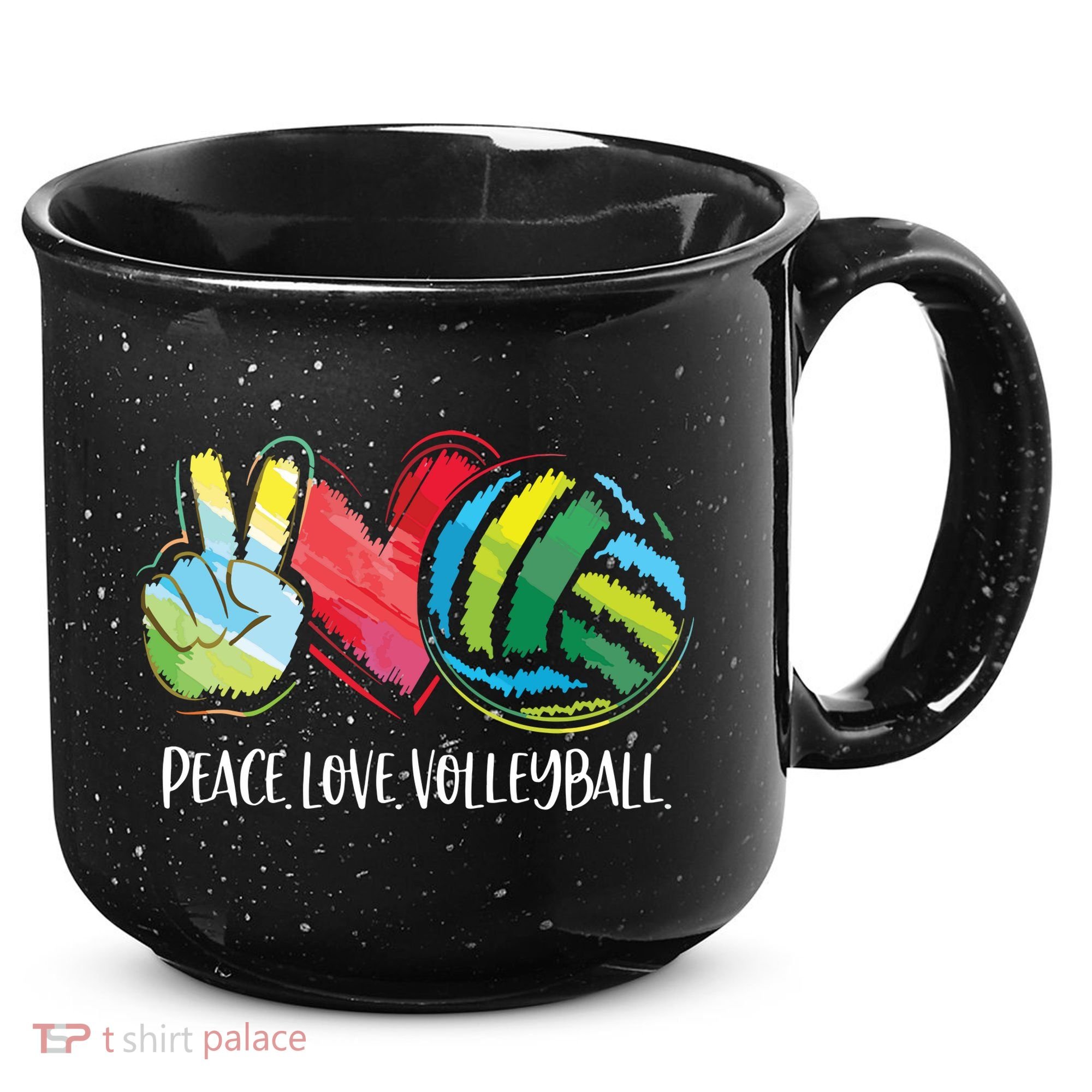 Volleyball Player Peace Love Volleyball 15oz Campfire Ceramic Mug