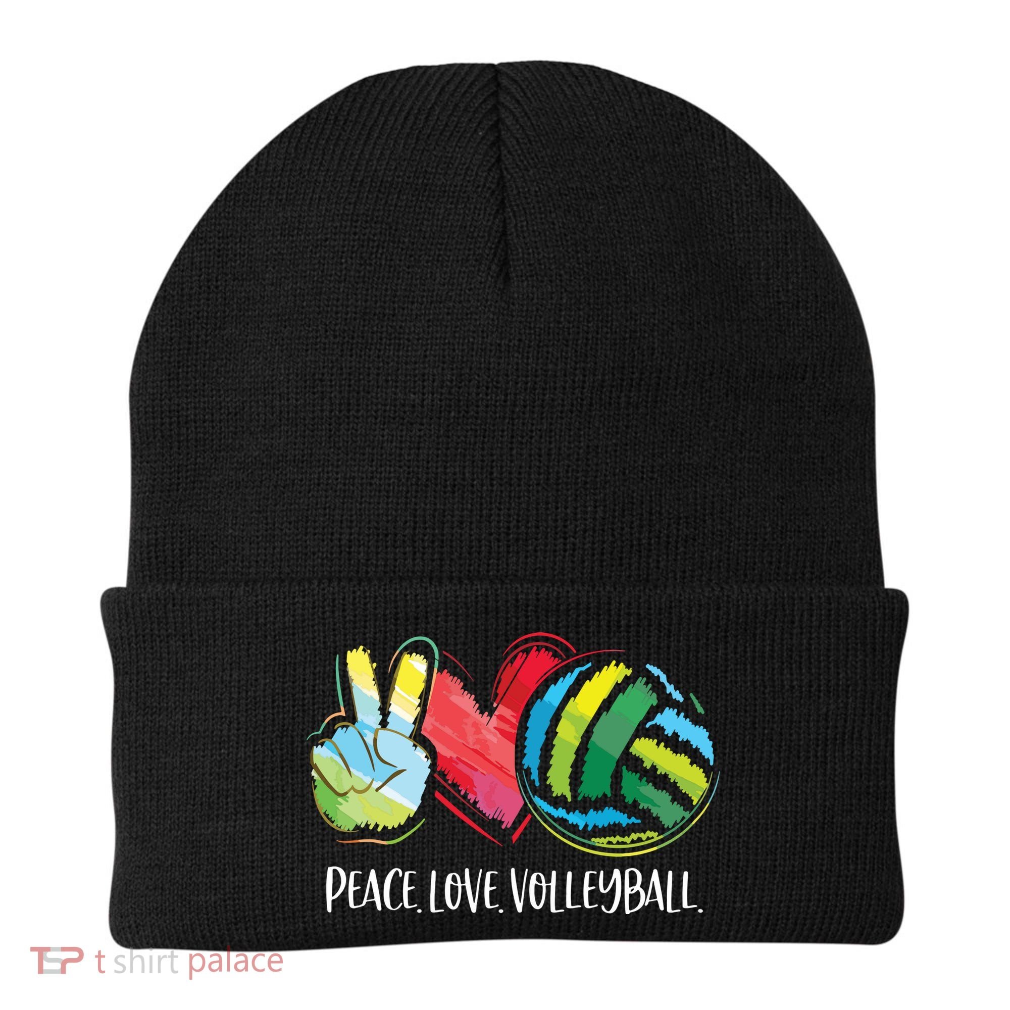 Volleyball Player Peace Love Volleyball Beanie