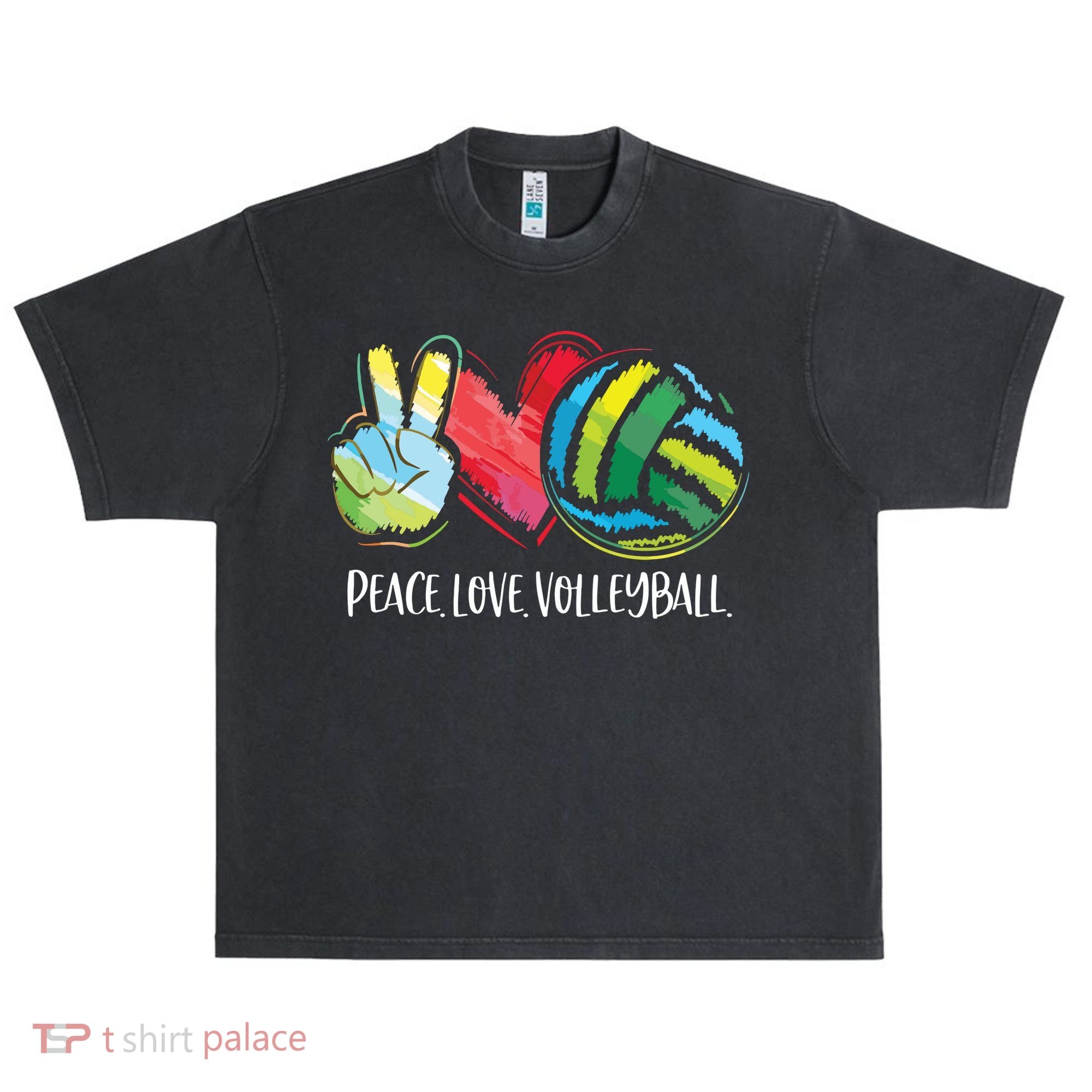 Volleyball Player Peace Love Volleyball Urban Oversized Heavyweight T-Shirt