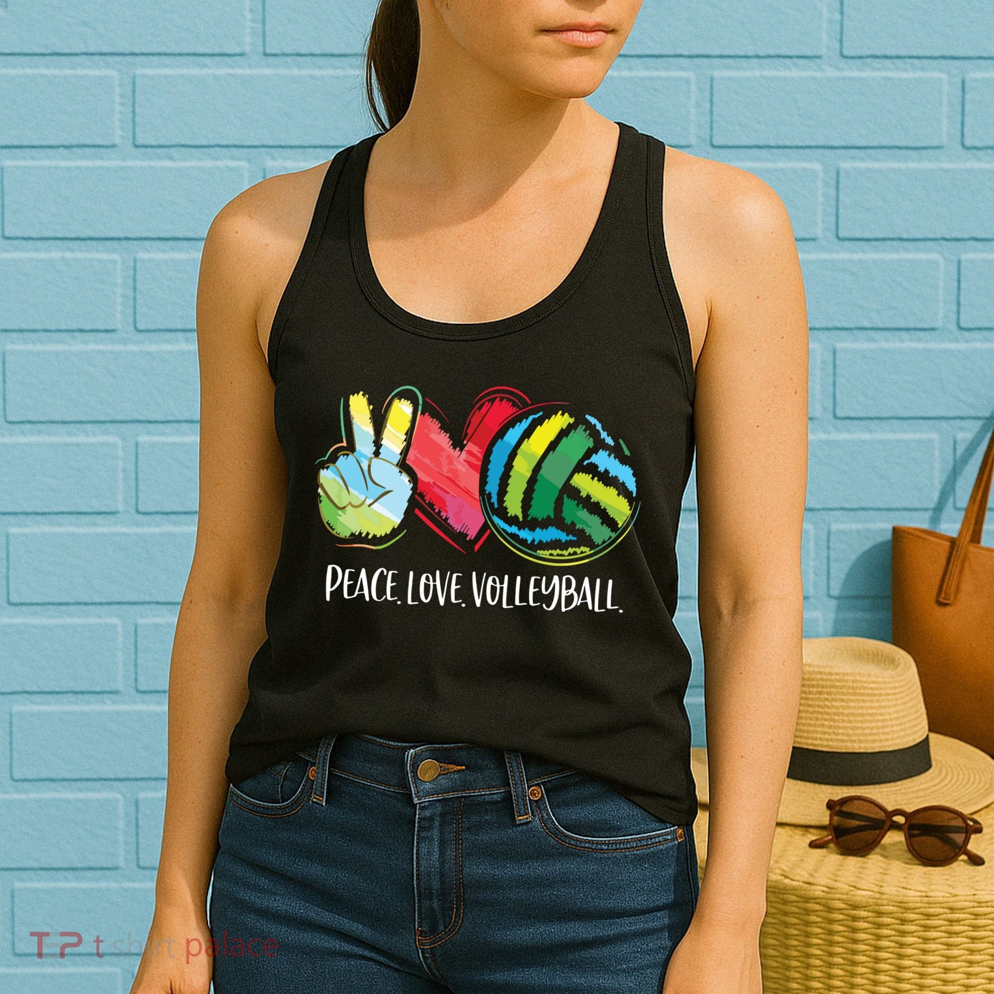 Volleyball Player Peace Love Volleyball Women's Tank Top