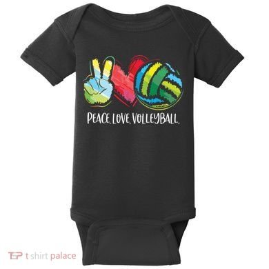 Volleyball Player Peace Love Volleyball Baby Bodysuit