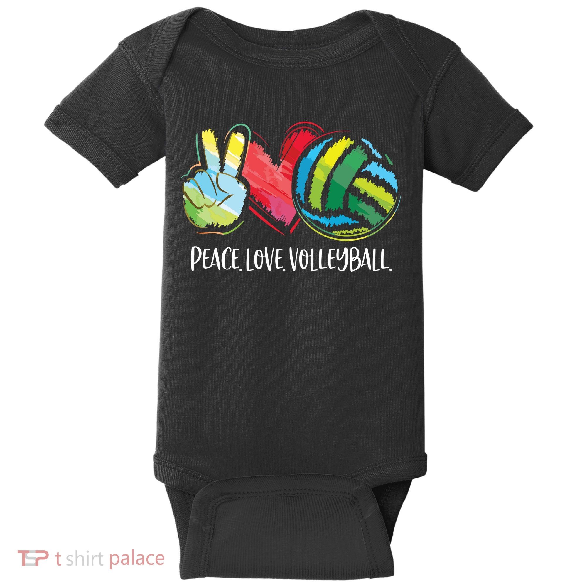 Volleyball Player Peace Love Volleyball Baby Bodysuit