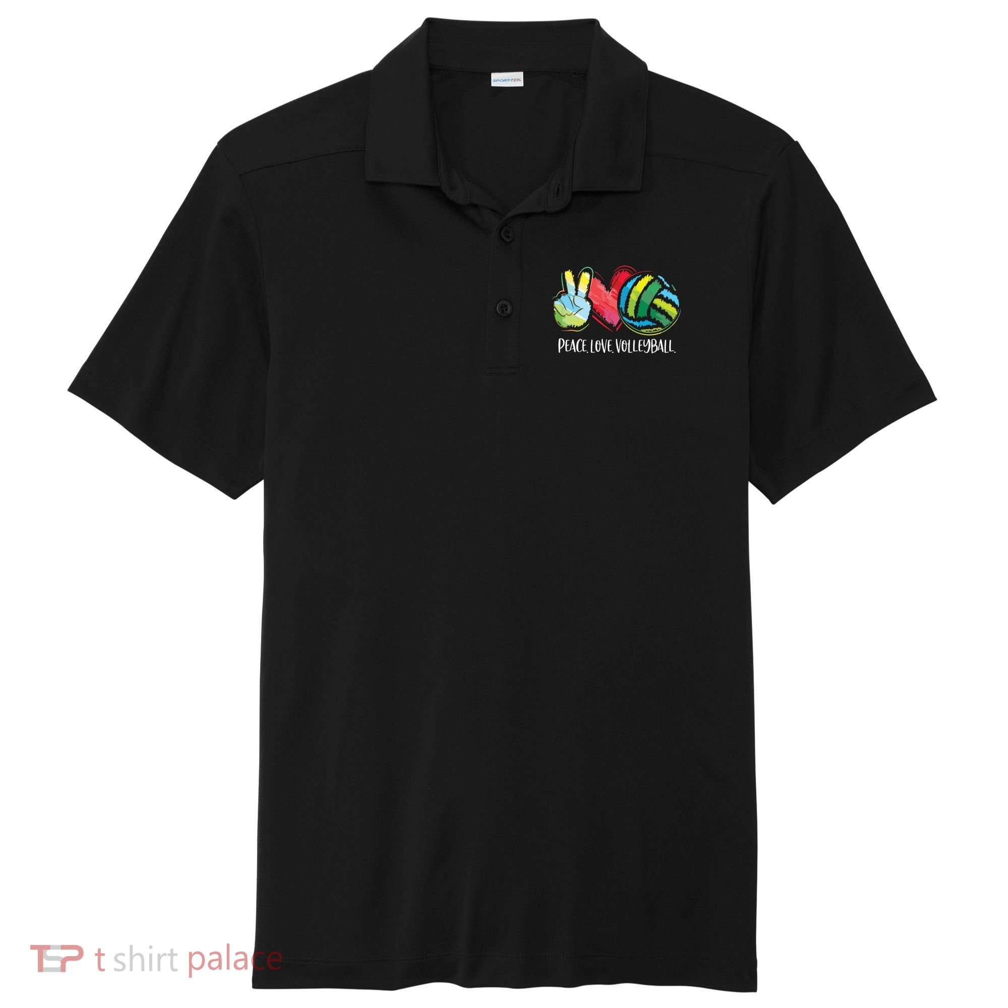 Volleyball Player Peace Love Volleyball Sport-Tek Posi-UV Pro Polo