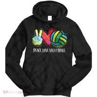 Volleyball Player Peace Love Volleyball Tie Dye Hoodie thumb 0