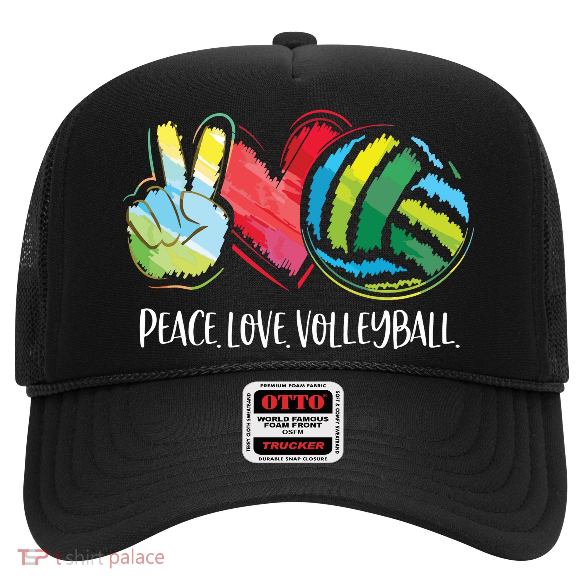 Volleyball Player Peace Love Volleyball Hat