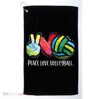 Volleyball Player Peace Love Volleyball Golf Towel thumb 0