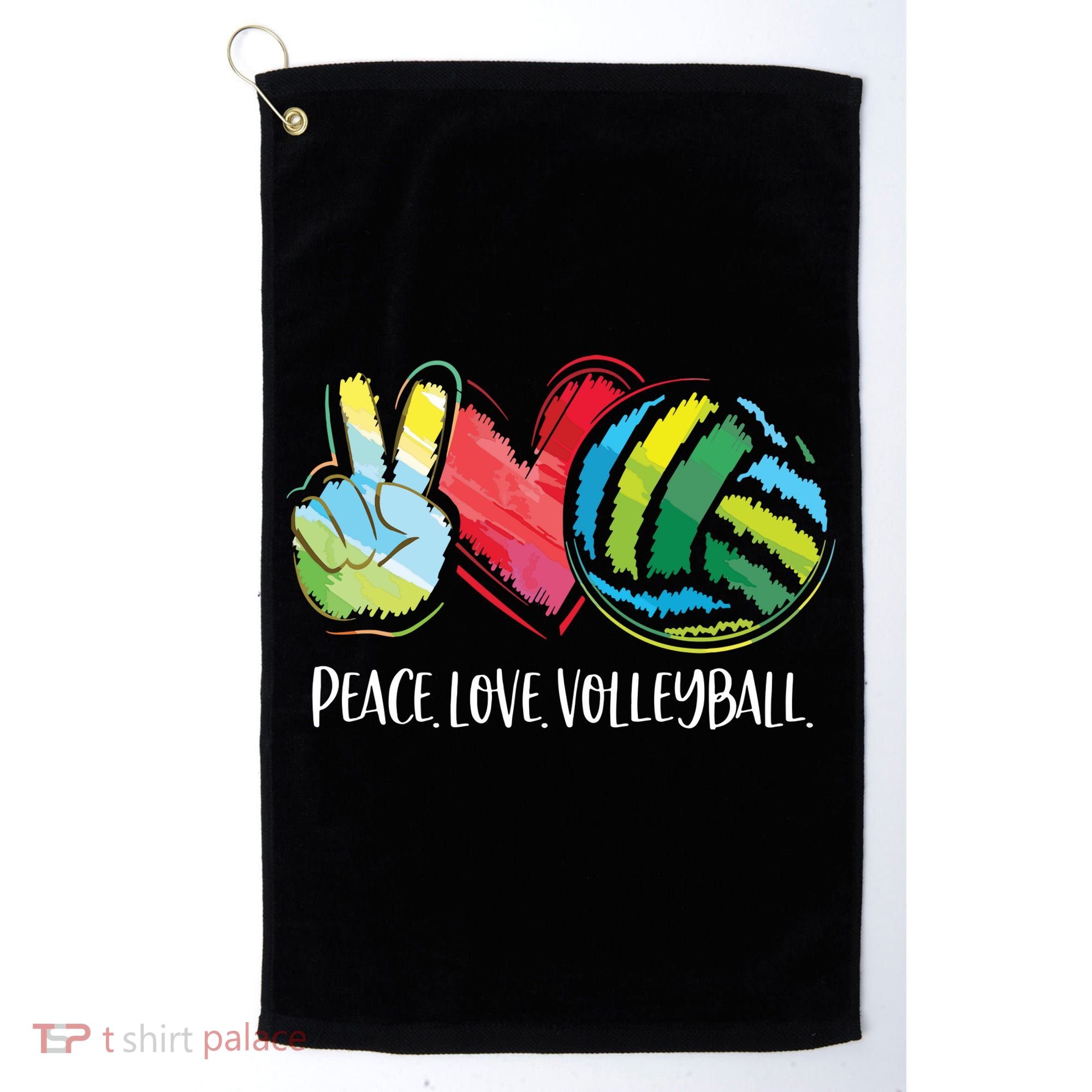 Volleyball Player Peace Love Volleyball Golf Towel