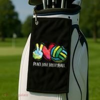 Volleyball Player Peace Love Volleyball Golf Towel thumb 2