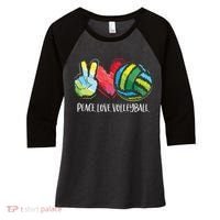 Volleyball Player Peace Love Volleyball Women's Tri-Blend 3/4-Sleeve Raglan Shirt thumb 0