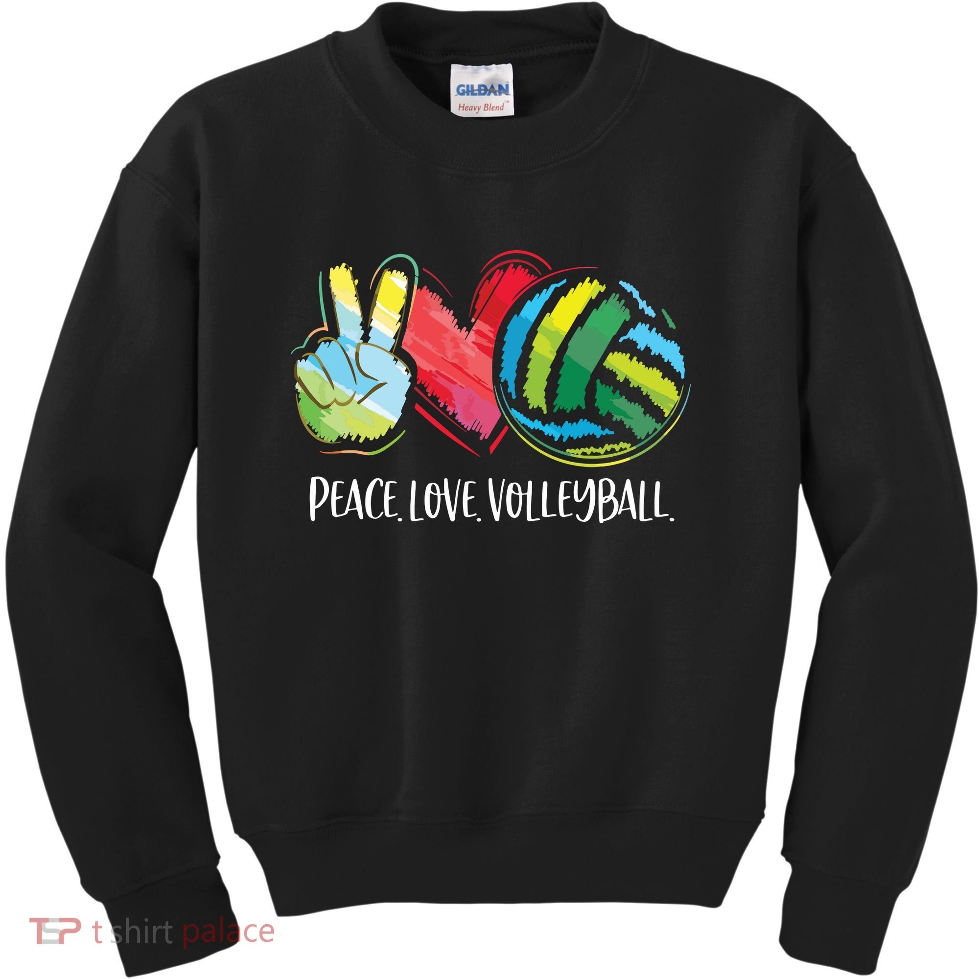 Volleyball Player Peace Love Volleyball Kids Sweatshirt