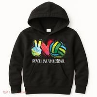 Volleyball Player Peace Love Volleyball Kids Hoodie thumb 0