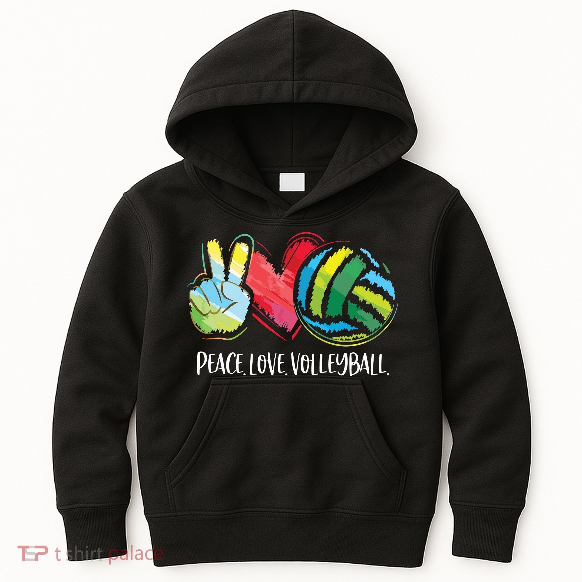 Volleyball Player Peace Love Volleyball Kids Hoodie