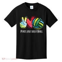 Volleyball Player Peace Love Volleyball Kids T-Shirt thumb 0