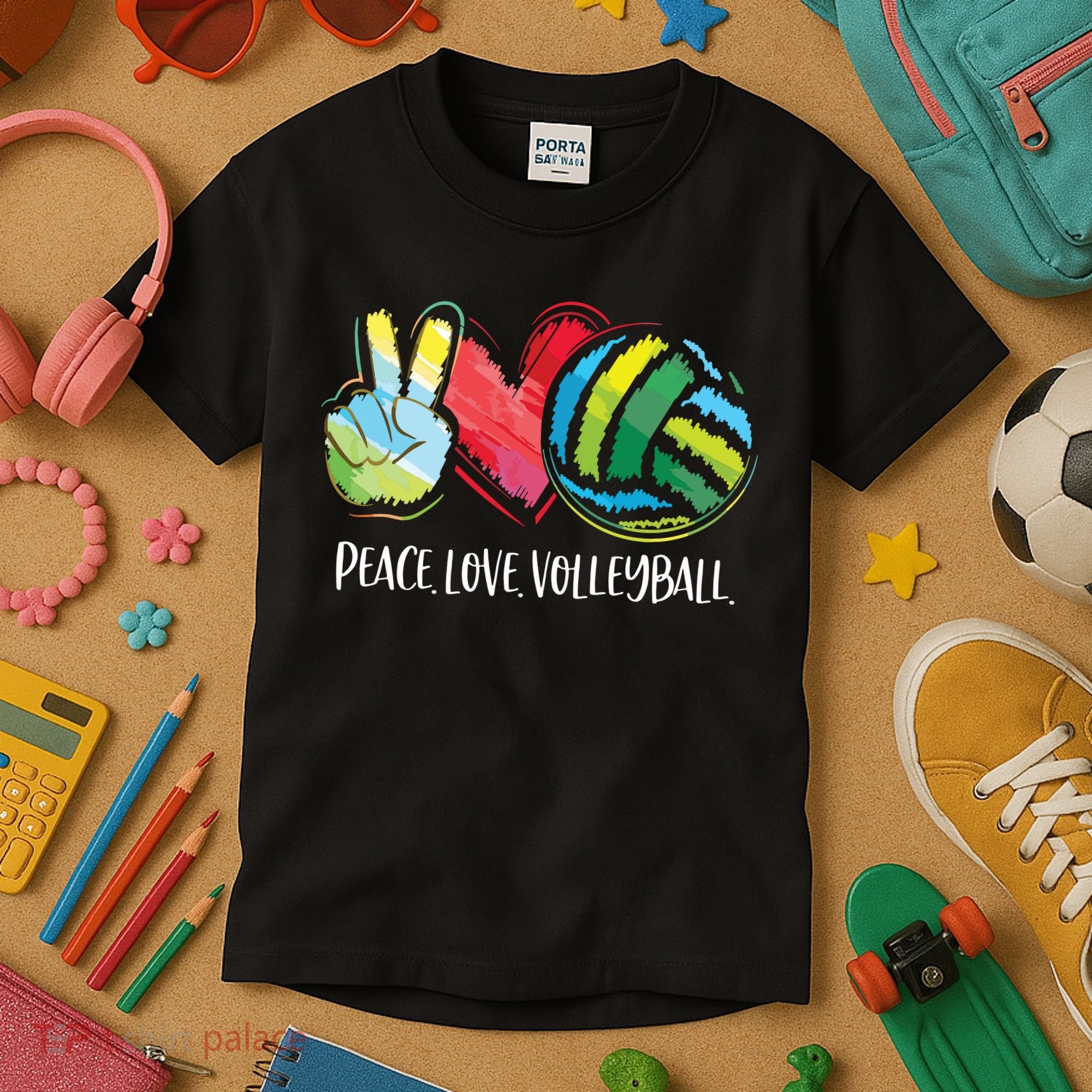 Volleyball Player Peace Love Volleyball Kids T-Shirt