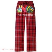 Volleyball Player Peace Love Volleyball Women's Flannel Plaid Pajama Pants thumb 0