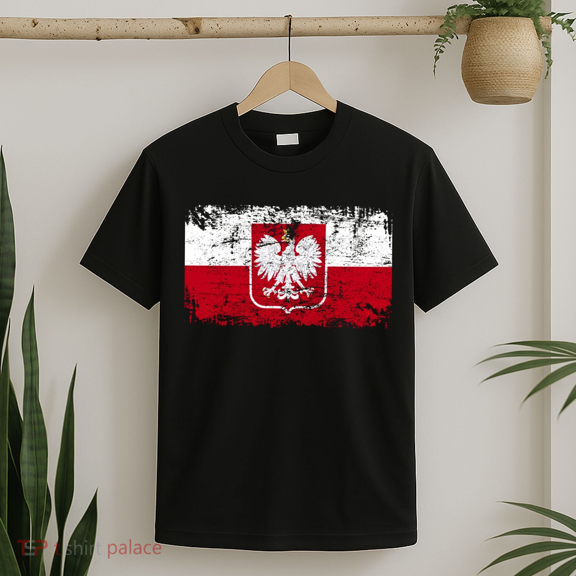 Vintage Polish Poland Polska Flag Distressed T-Shirt