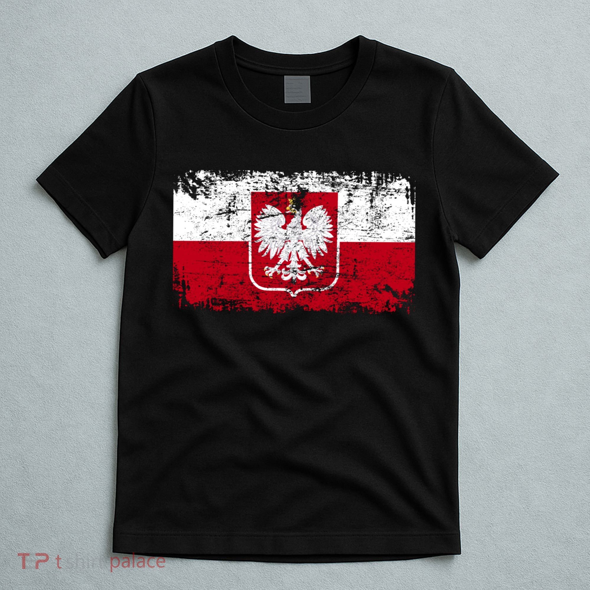 Vintage Polish Poland Polska Flag Distressed T-Shirt