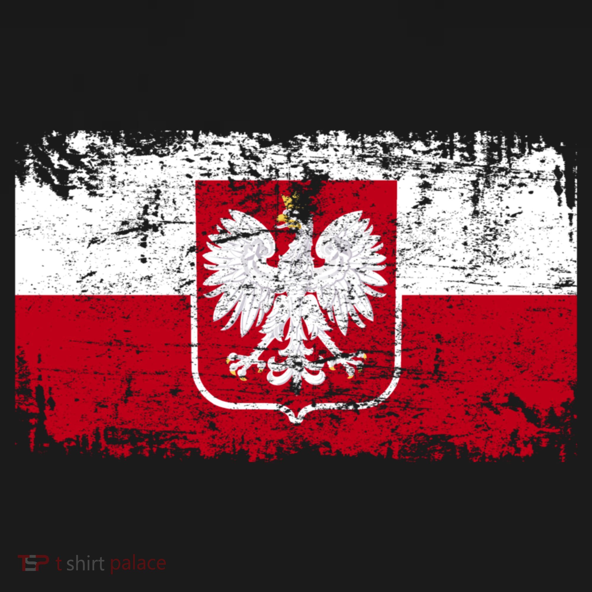 Vintage Polish Poland Polska Flag Distressed T-Shirt
