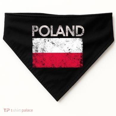 Vintage Poland Polish Flag Pride Gift USA-Made Doggie Bandana