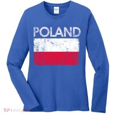 Vintage Poland Polish Flag Pride Gift Women's Long Sleeve Shirt
