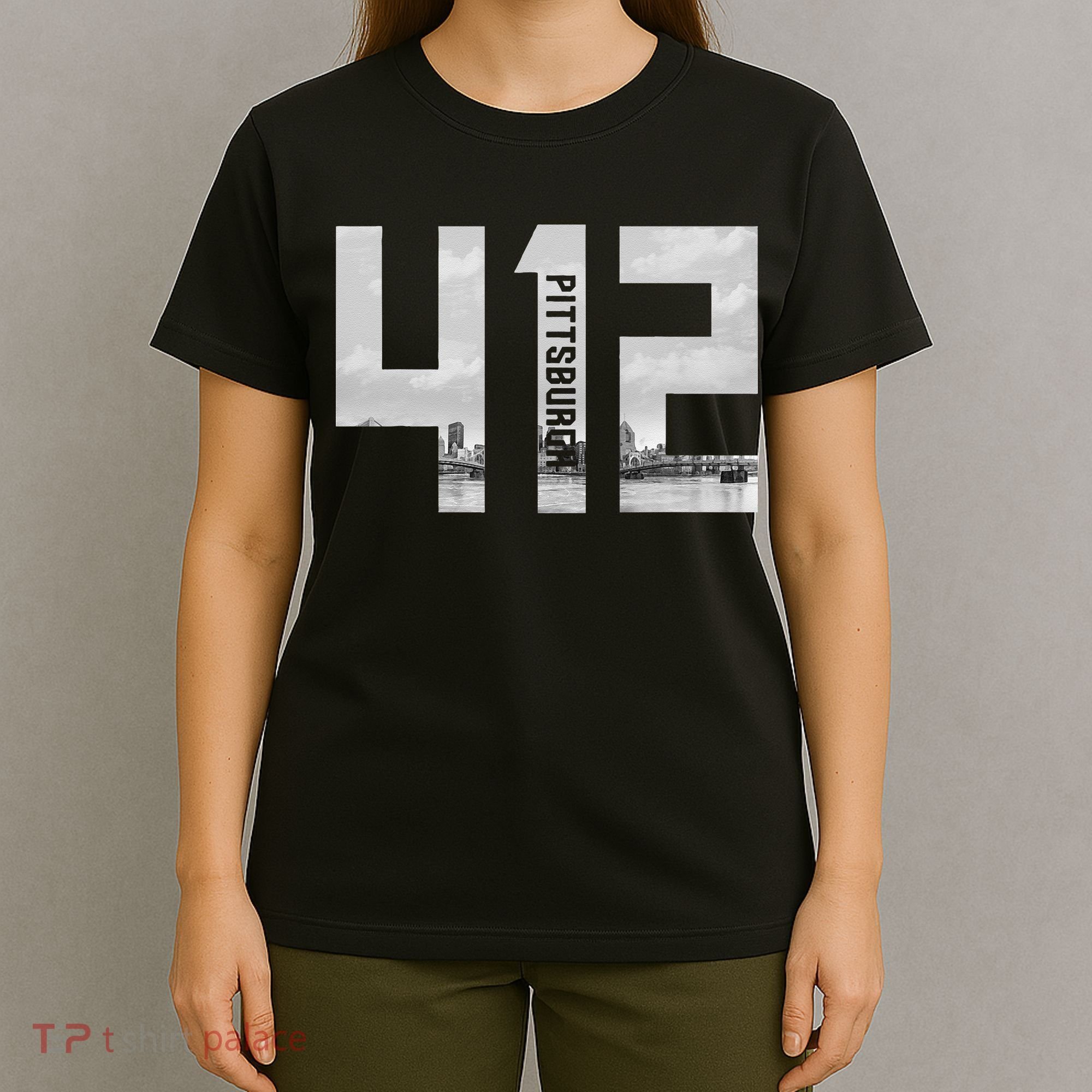 Vintage Pittsburgh Pennsylvania 412 Area Code Skyline T-Shirt