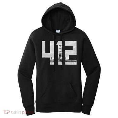 Vintage Pittsburgh Pennsylvania 412 Area Code Skyline Women's Hoodie