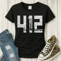 Vintage Pittsburgh Pennsylvania 412 Area Code Skyline Women's T-Shirt thumb 3