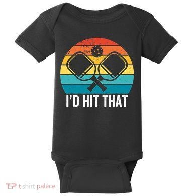 Vintage Pickleball Player Funny I'd Hit That Retro Gift Baby Bodysuit