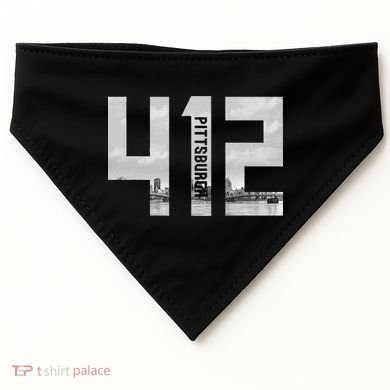 Vintage Pittsburgh Pennsylvania 412 Area Code Skyline USA-Made Doggie Bandana