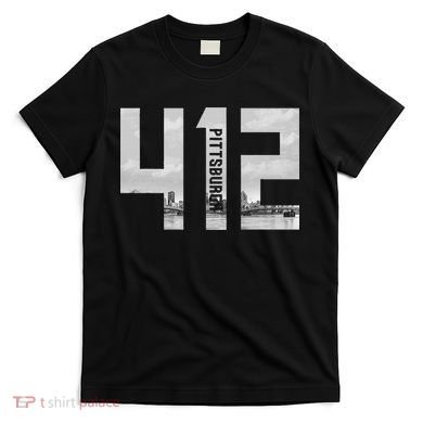 Vintage Pittsburgh Pennsylvania 412 Area Code Skyline T-Shirt