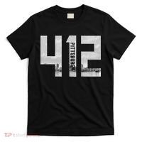 Vintage Pittsburgh Pennsylvania 412 Area Code Skyline T-Shirt thumb 0