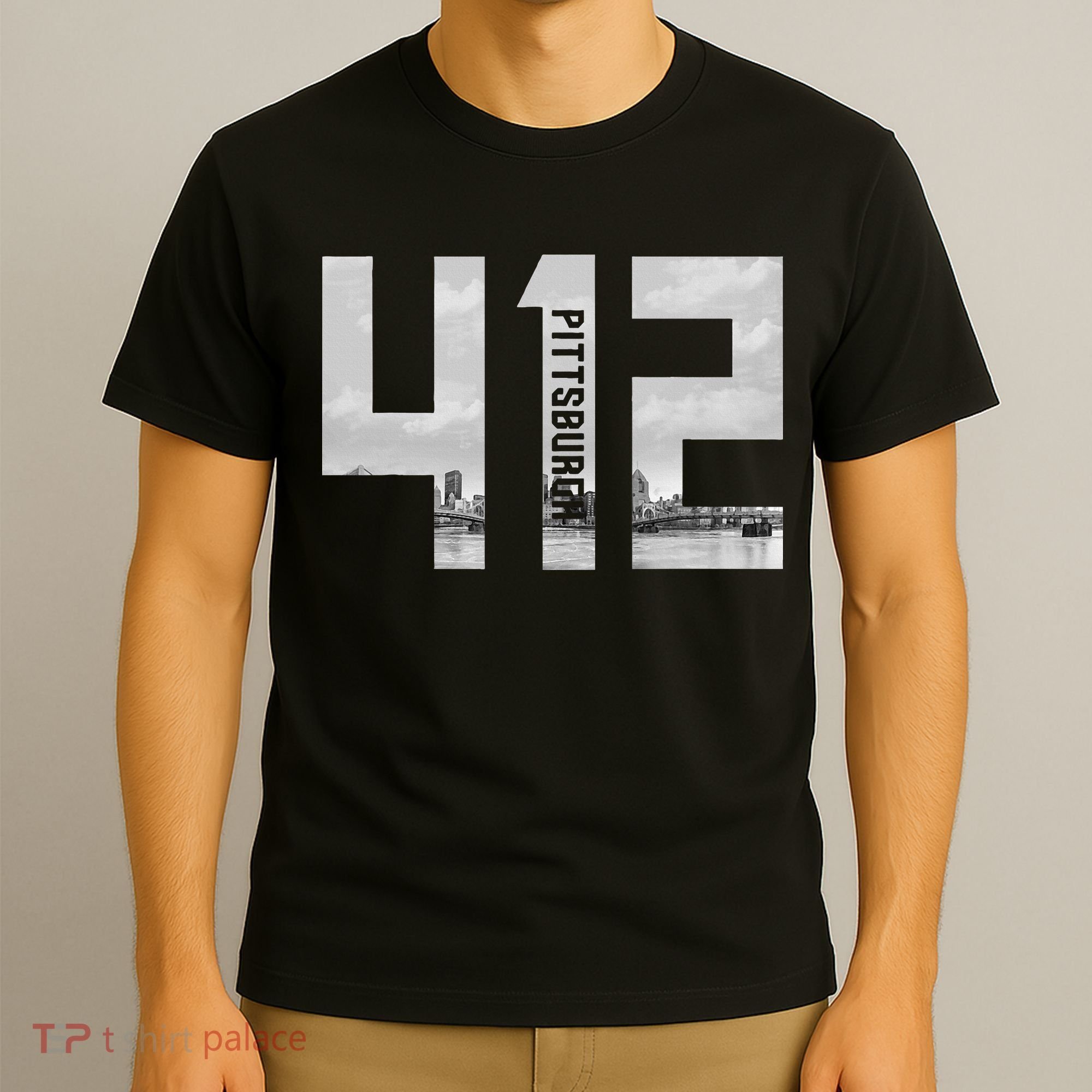 Vintage Pittsburgh Pennsylvania 412 Area Code Skyline T-Shirt