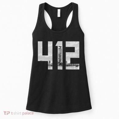 Vintage Pittsburgh Pennsylvania 412 Area Code Skyline Women's Tank Top