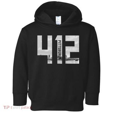 Vintage Pittsburgh Pennsylvania 412 Area Code Skyline Toddler Hoodie