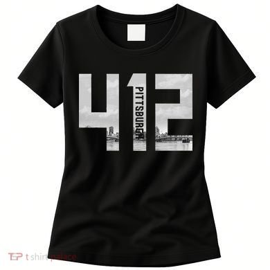 Vintage Pittsburgh Pennsylvania 412 Area Code Skyline Women's T-Shirt