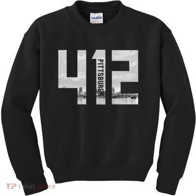 Vintage Pittsburgh Pennsylvania 412 Area Code Skyline Kids Sweatshirt