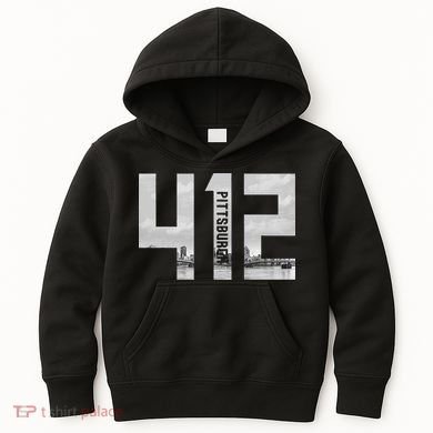 Vintage Pittsburgh Pennsylvania 412 Area Code Skyline Kids Hoodie